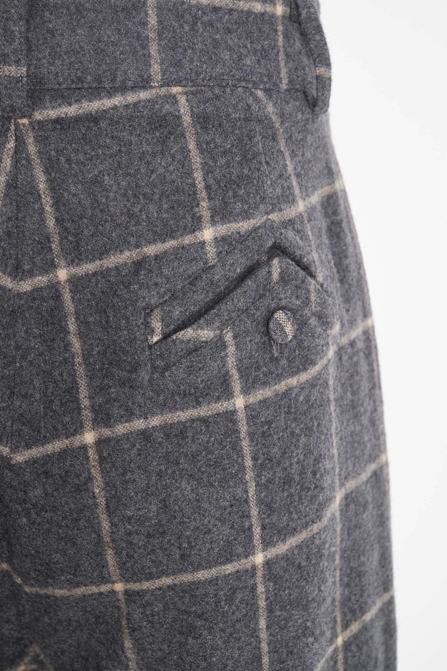 OVERSIZED PANTS IN CHECKED WOOL WITH TWO MAJESTAET SIGNATURE POCKETS
