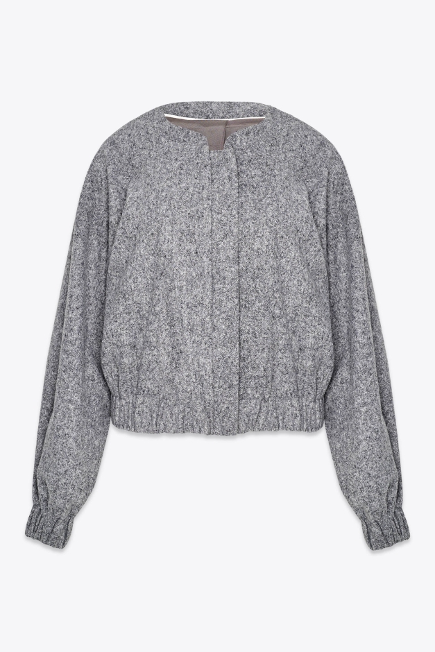 CROPPED BOMBER JACKET IN WOOL