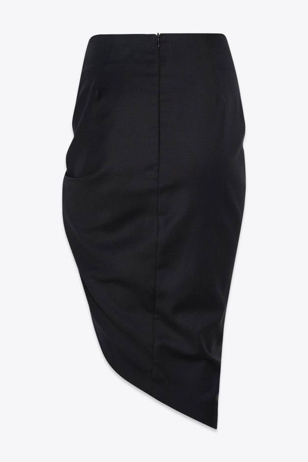 ASSYMETRICAL PENCIL SKIRT IN EXTRA FINE WOOL