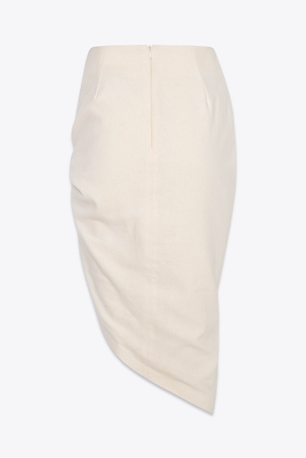 ASSYMETRICAL PENCIL SKIRT WITH PINTUCK FRONT DETAIL