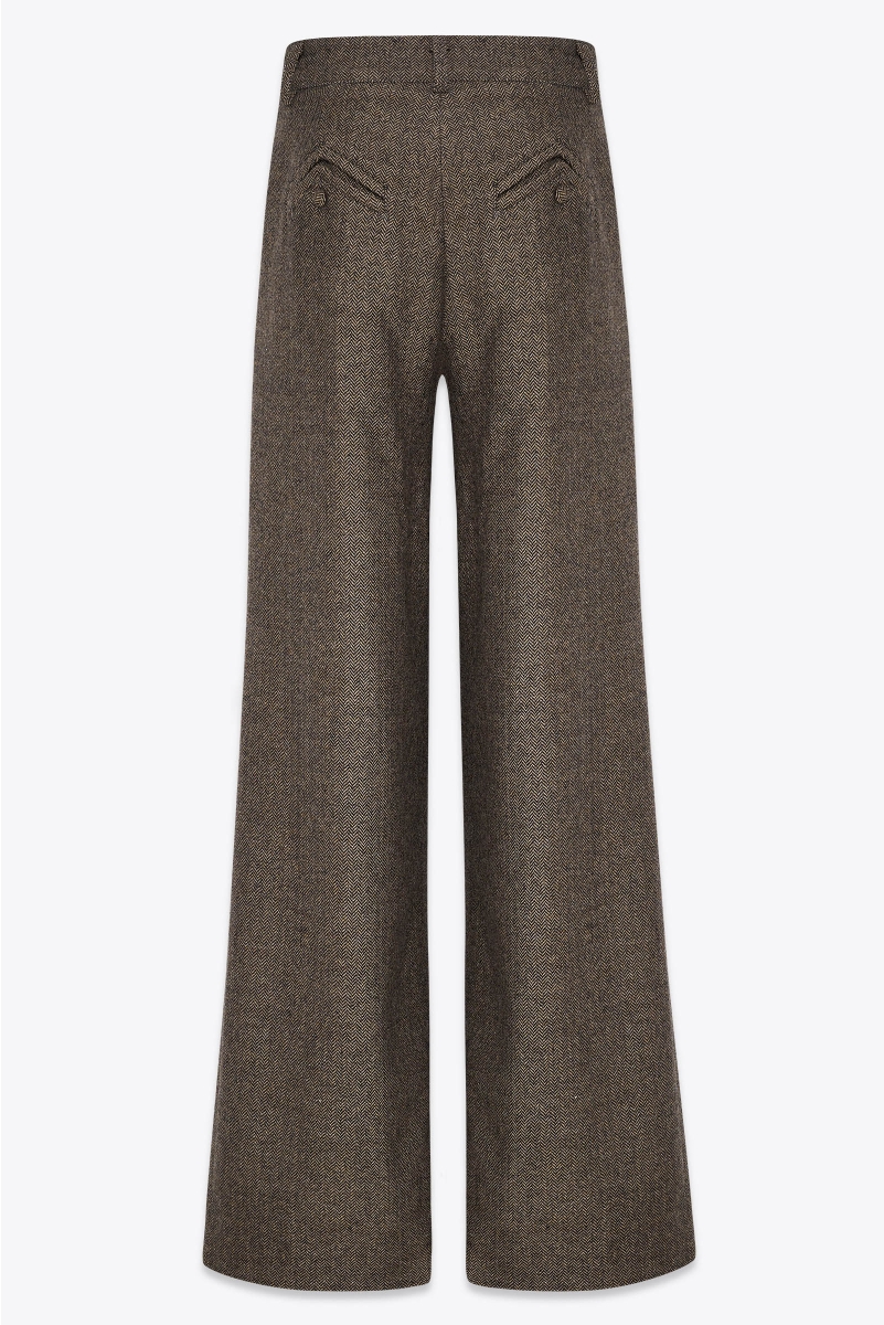 OVERSIZED PANTS IN HERRINGBONE WOOL WITH TWO MAJESTAET SIGNATURE POCKETS