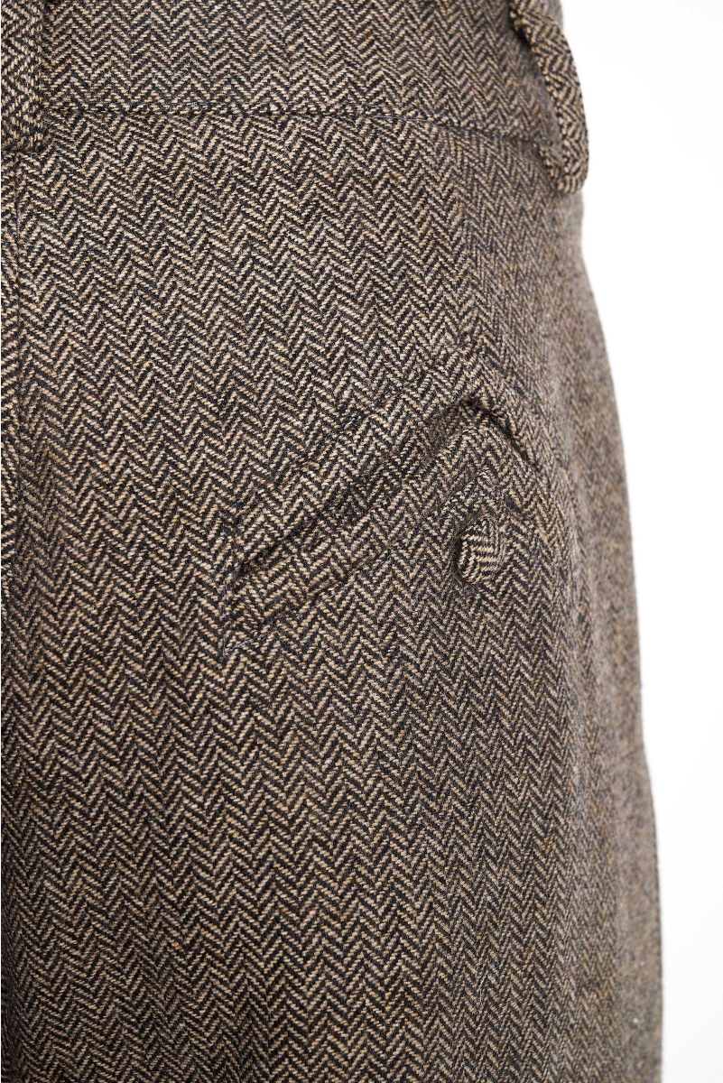 OVERSIZED PANTS IN HERRINGBONE WOOL WITH TWO MAJESTAET SIGNATURE POCKETS