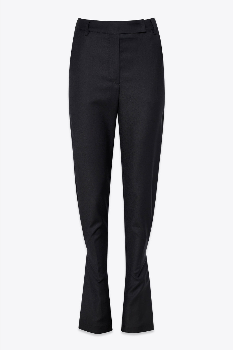 PINTUCK DETAIL FLARED PANTS IN EXTRA FINE WOOL