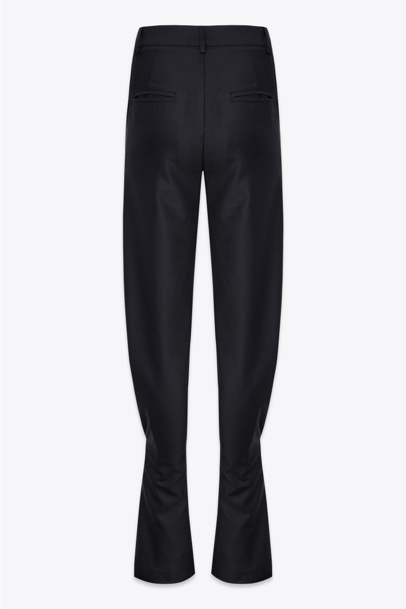 PINTUCK DETAIL FLARED PANTS IN EXTRA FINE WOOL
