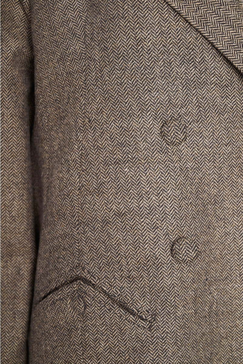 DOUBLE BREASTED JACKET IN HERRINGBONE WOOL WITH TWO MAJESTAET SIGNATURE POCKETS