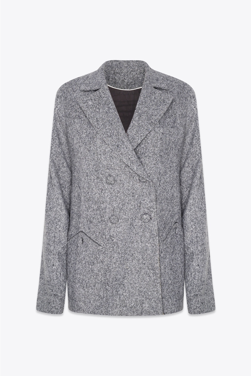 DOUBLE BREASTED JACKET IN WOOL WITH TWO MAJESTAET SIGNATURE POCKETS