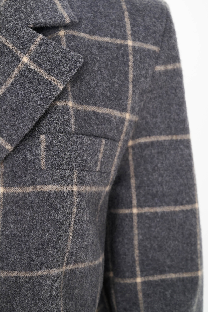 CROPPED SINGLE BREASTED JACKET IN CHECKED WOOL