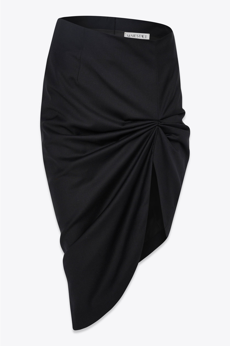 ASSYMETRICAL PENCIL SKIRT IN EXTRA FINE WOOL
