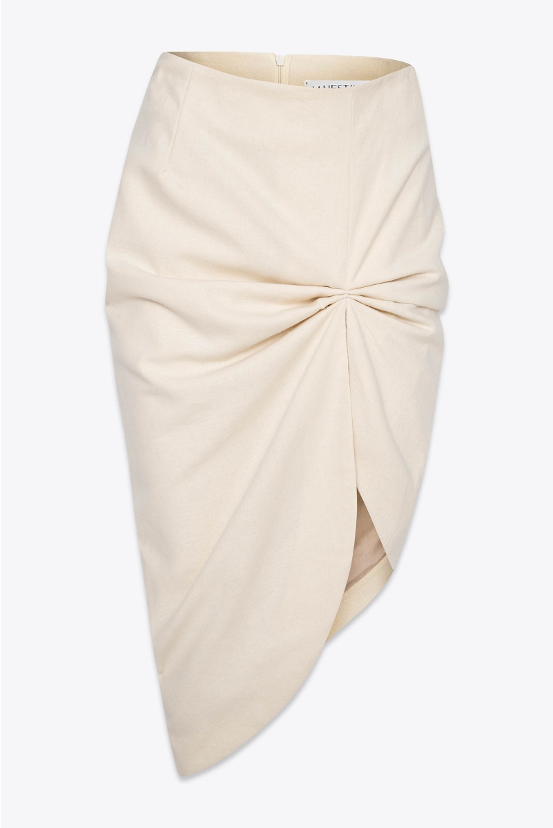 ASSYMETRICAL PENCIL SKIRT WITH PINTUCK FRONT DETAIL