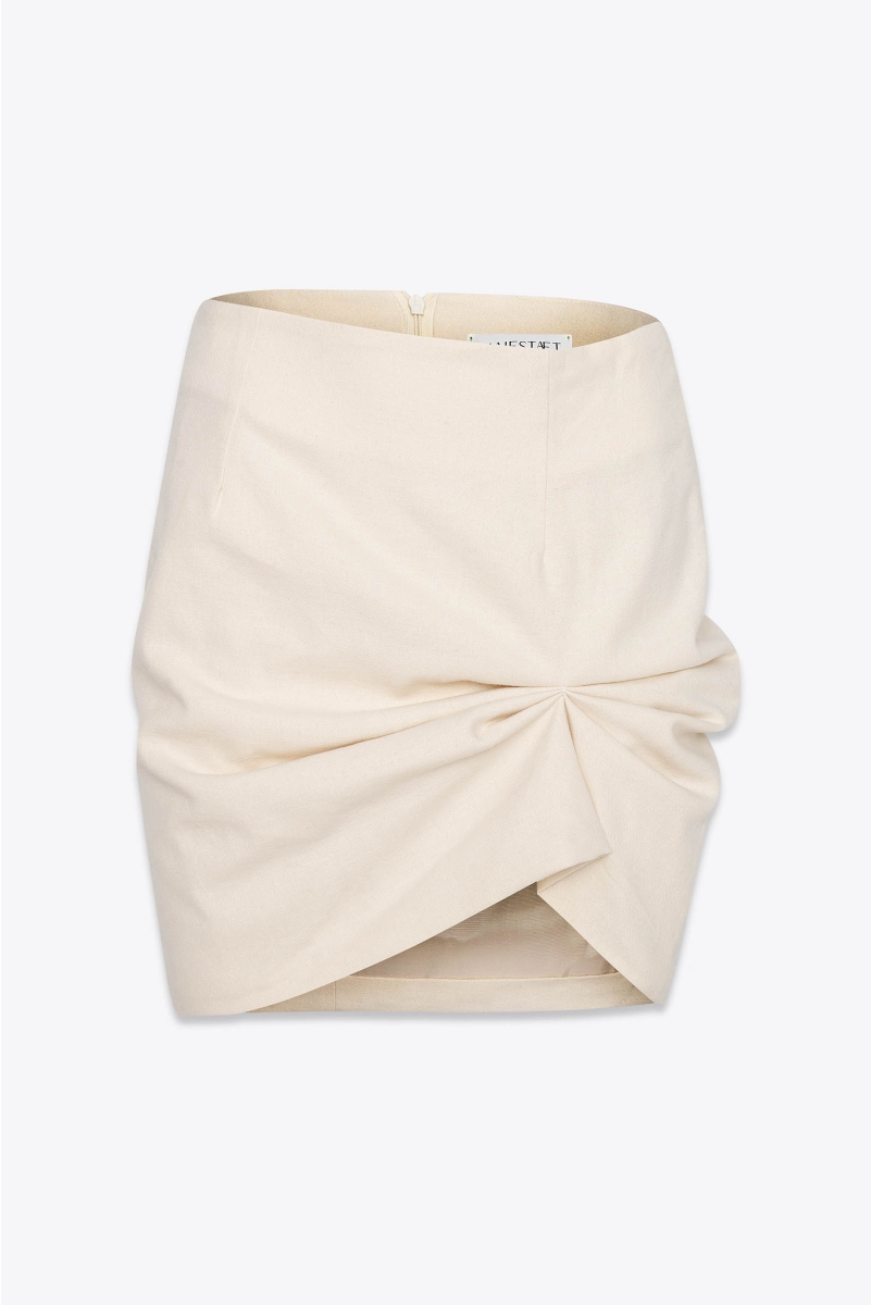 ASSYMETRICAL MINI SKIRT WITH PINTUCK FRONT DETAIL