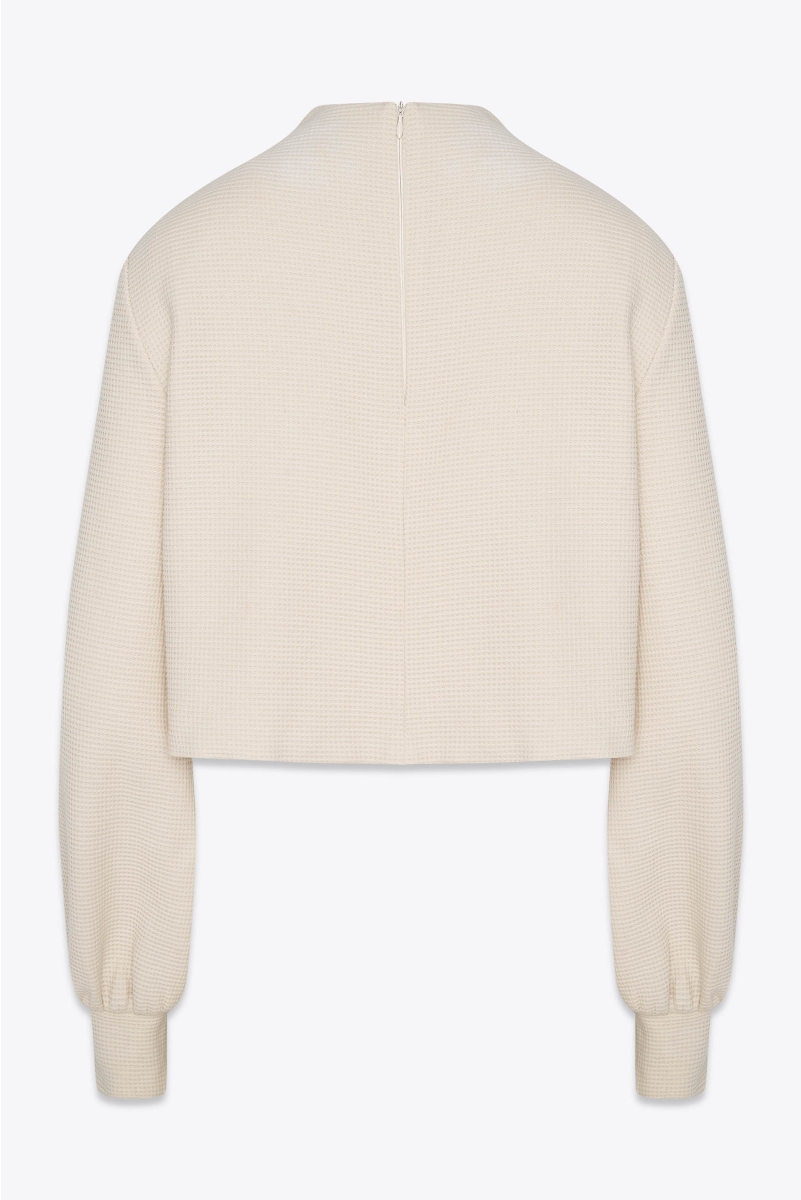 CROPPED TOP IN CONTRAST MATERIALS