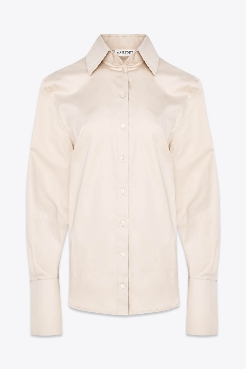 OPEN BACK COTTON SHIRT BEIGE