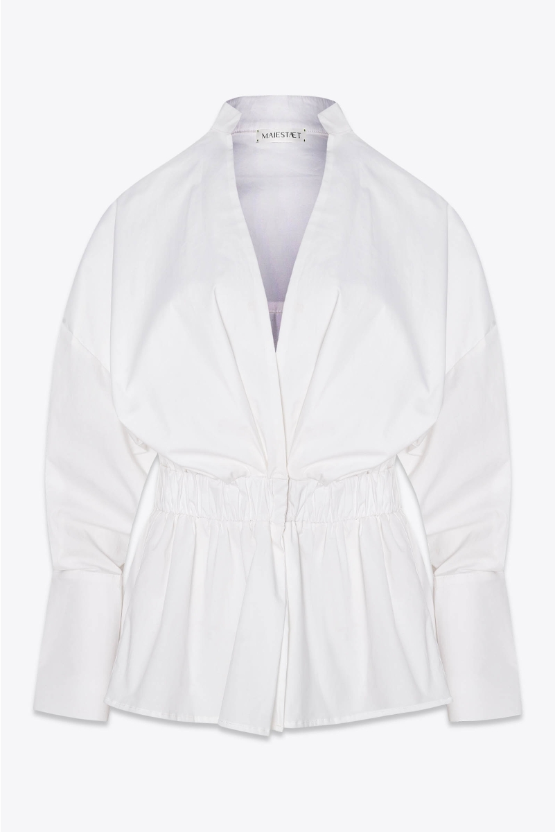 COTTON SHIRT WITH GATHERED WAIST