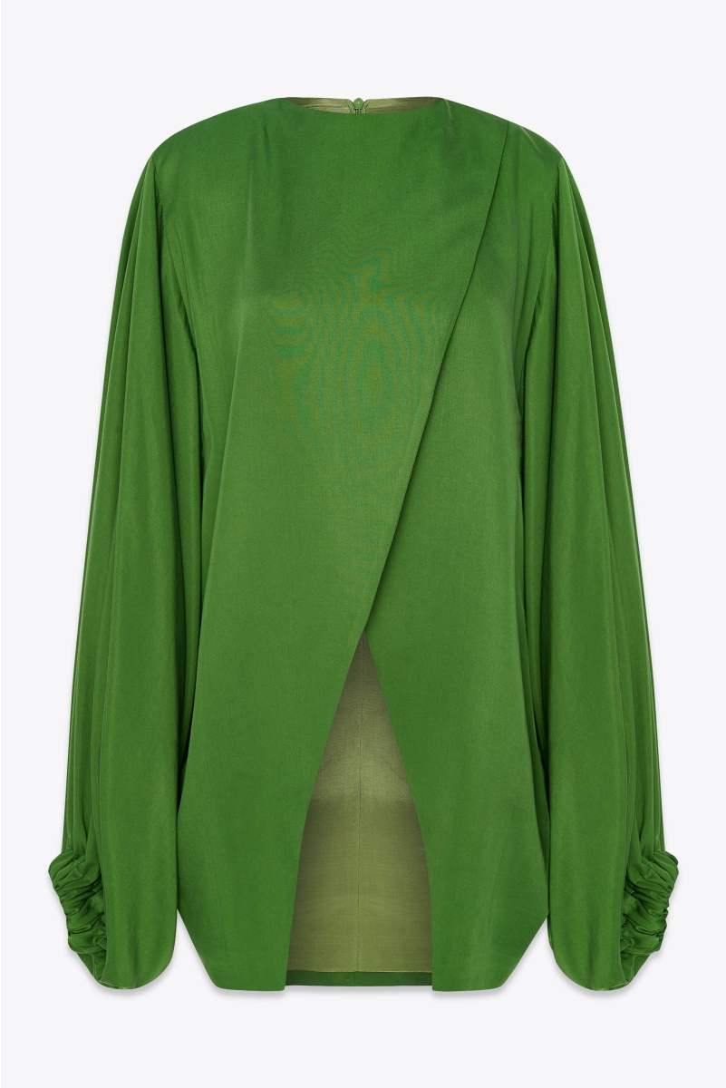 OVERSIZED BLOUSE WITH OPEN FRONT IN FOREST GREEN