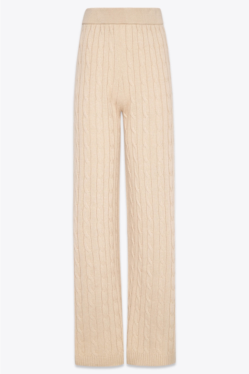 CABLE-KNIT SWEATER PANTS IN CASHMERE