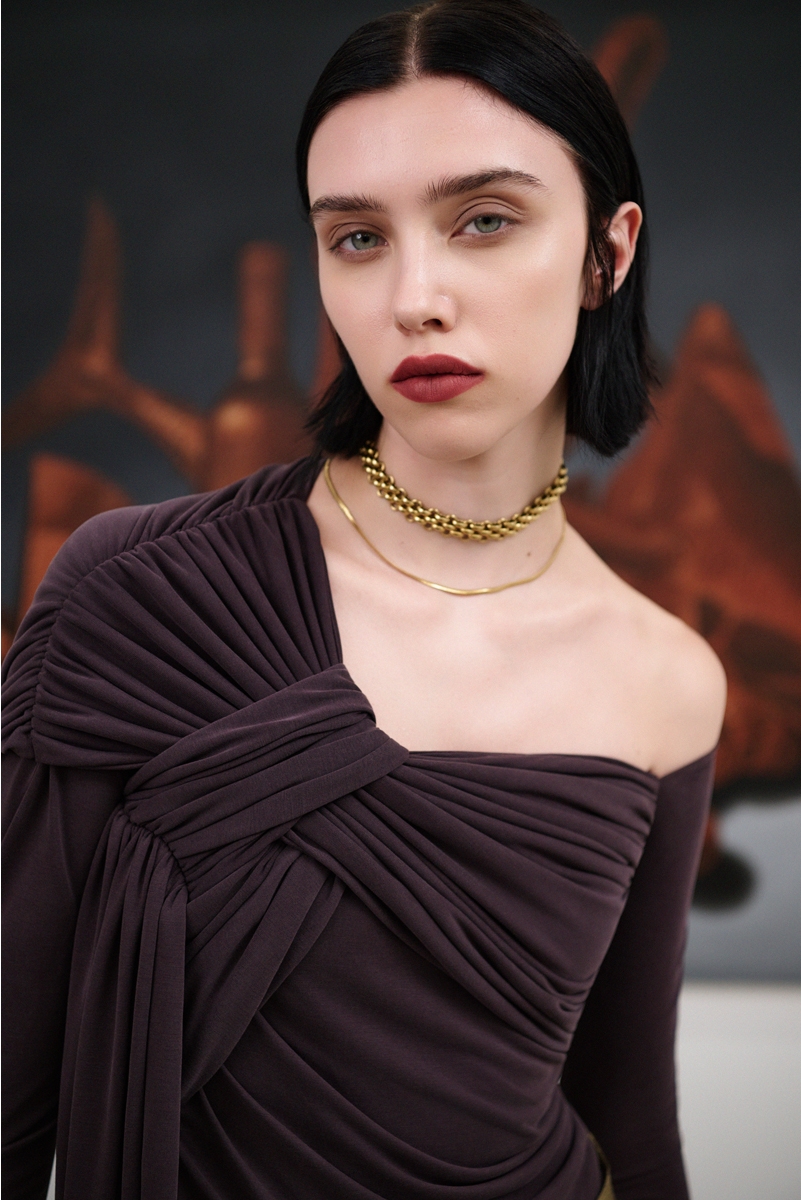 COCOA POWDER DRAPED TOP