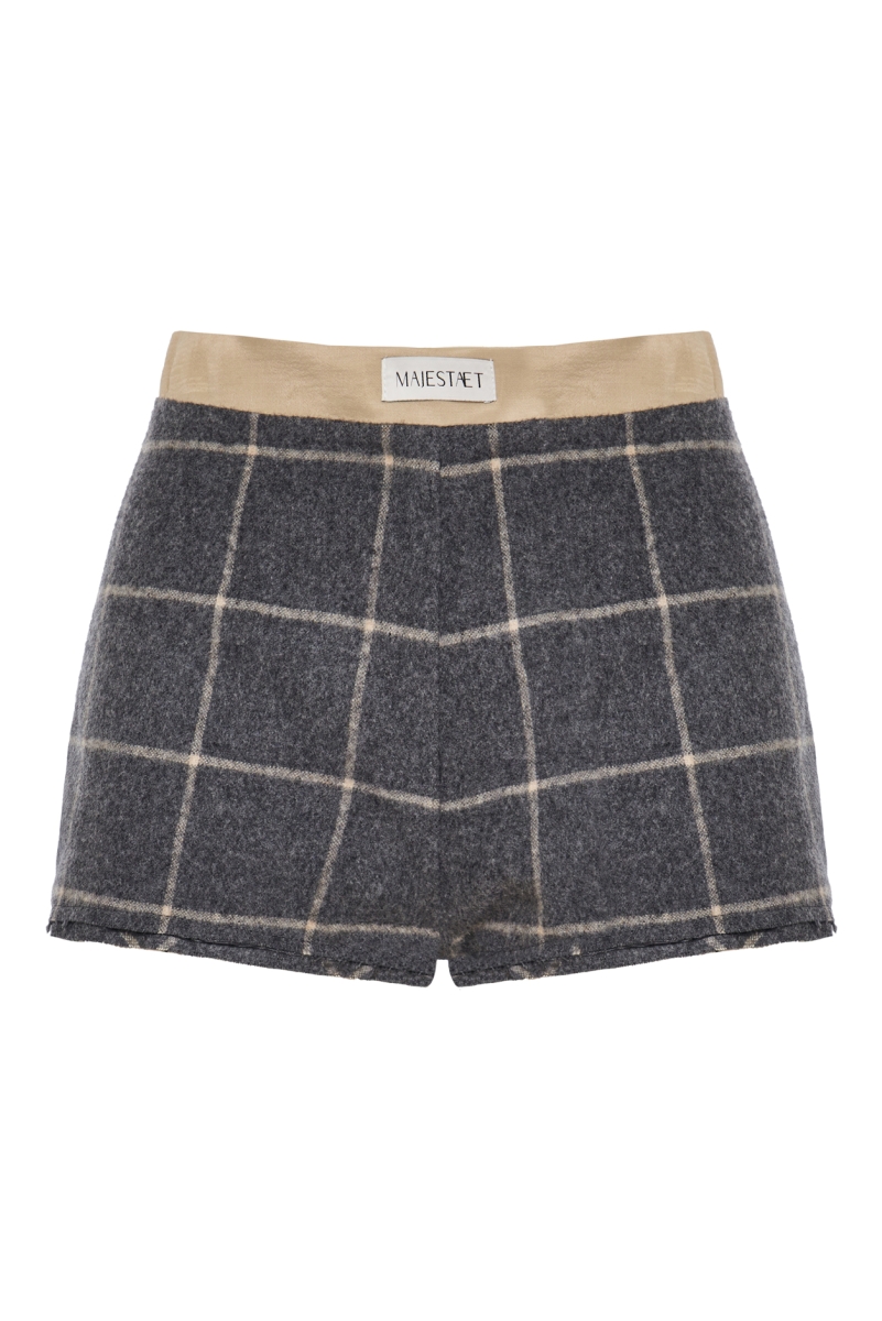CHECKED WOOL SHORTS