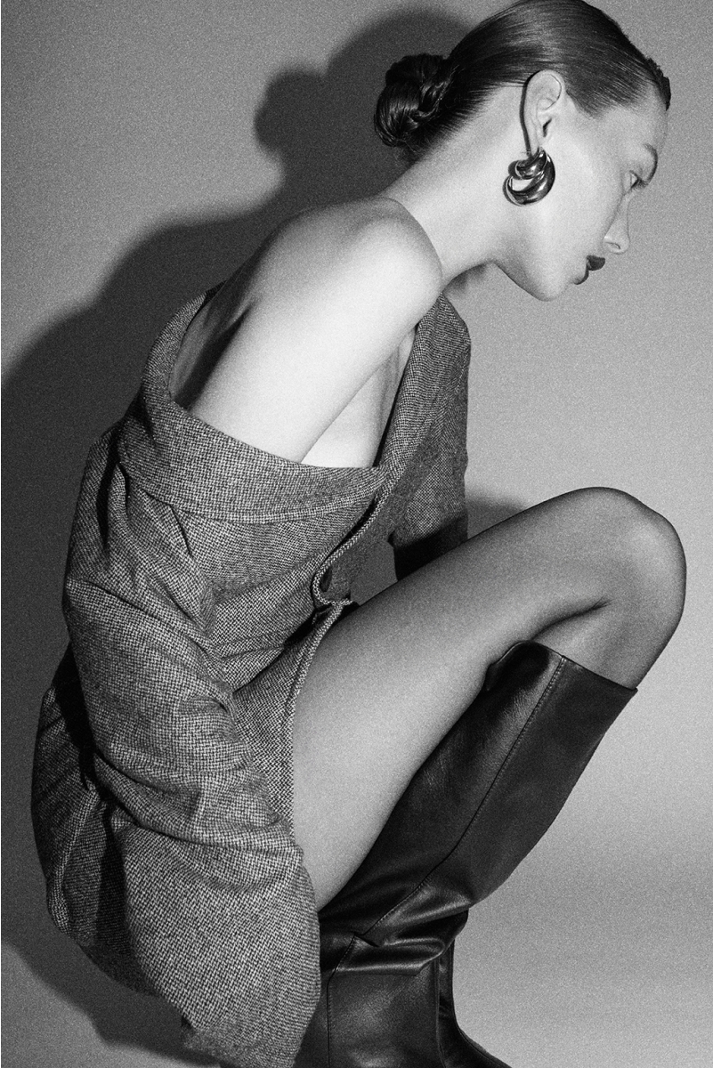 GREY ASYMMETRICAL HOURGLASS BLAZER DRESS