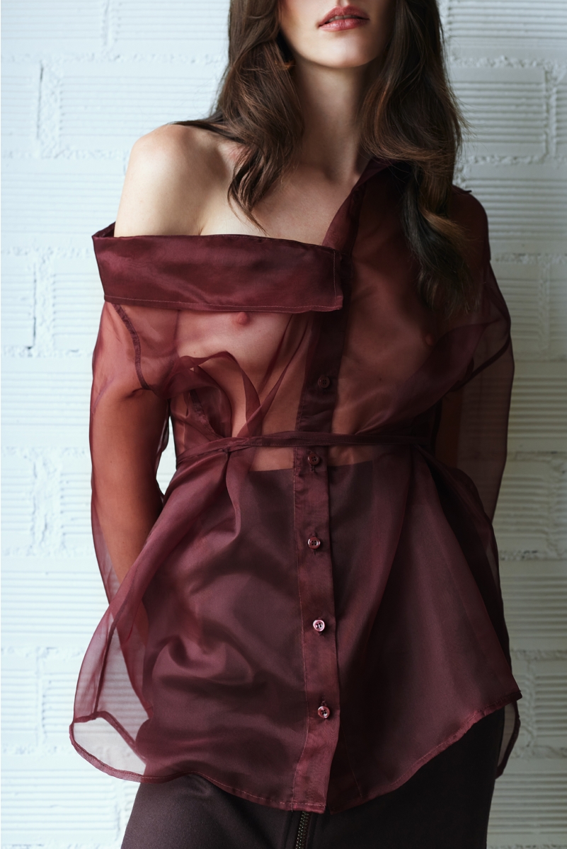 ASYMMETRICAL SHEER SHIRT
