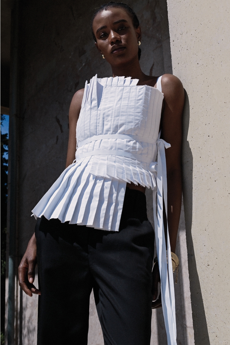 PLEATED OPEN BACK TOP