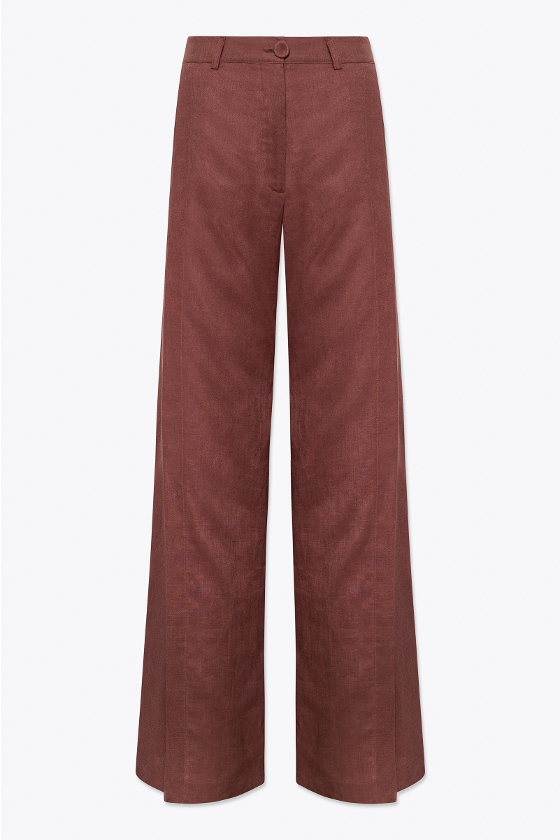 WRAP-DETAIL WIDE LEG PANTS IN LINEN