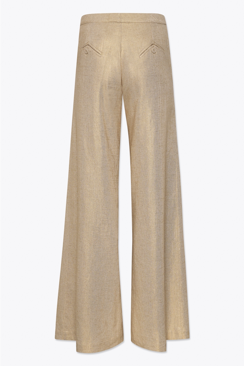 WRAP-DETAIL WIDE LEG PANTS IN LINEN