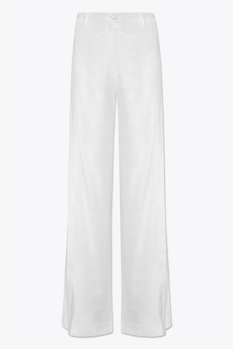 WRAP-DETAIL WIDE LEG PANTS IN LINEN