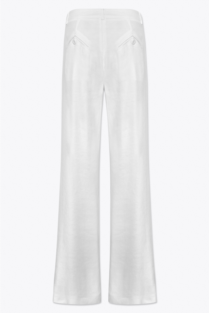 WRAP-DETAIL WIDE LEG PANTS IN LINEN
