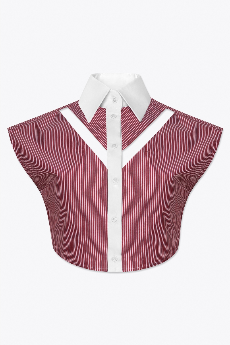 CROPPED SHIRT IN STRIPED COTTON POPLIN