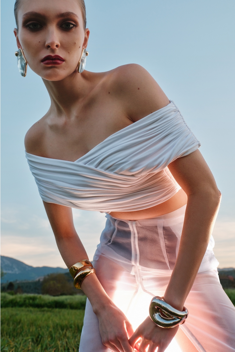 SHEER PENCIL SKIRT IN SILK
