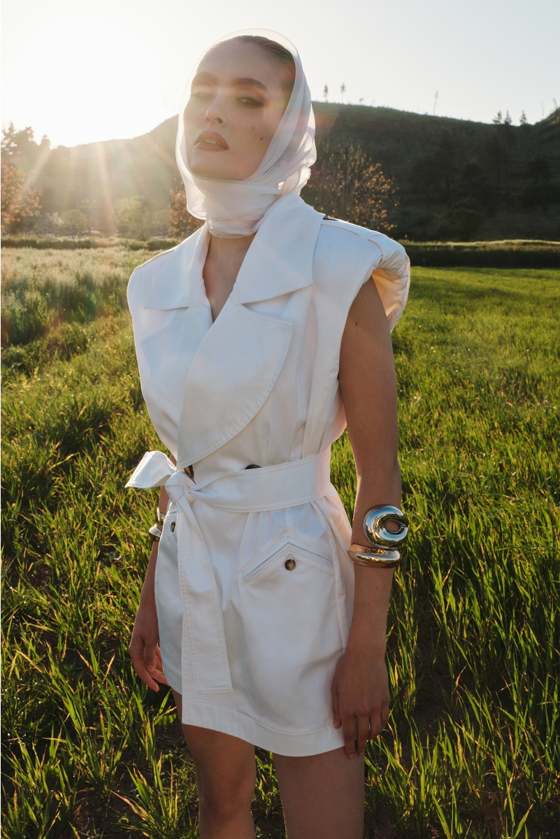 SAFARI MINI DRESS IN WHITE