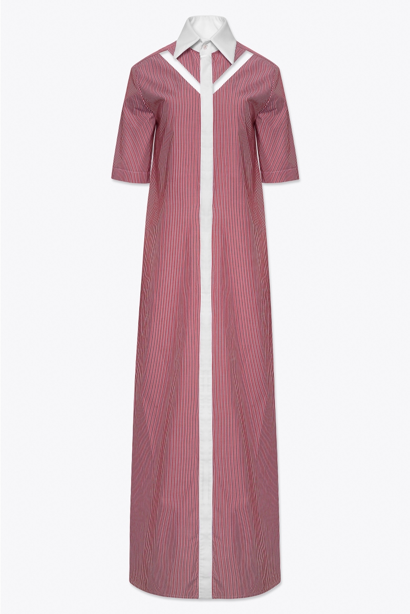 LONG DRESS IN STRIPED COTTON POPPLIN