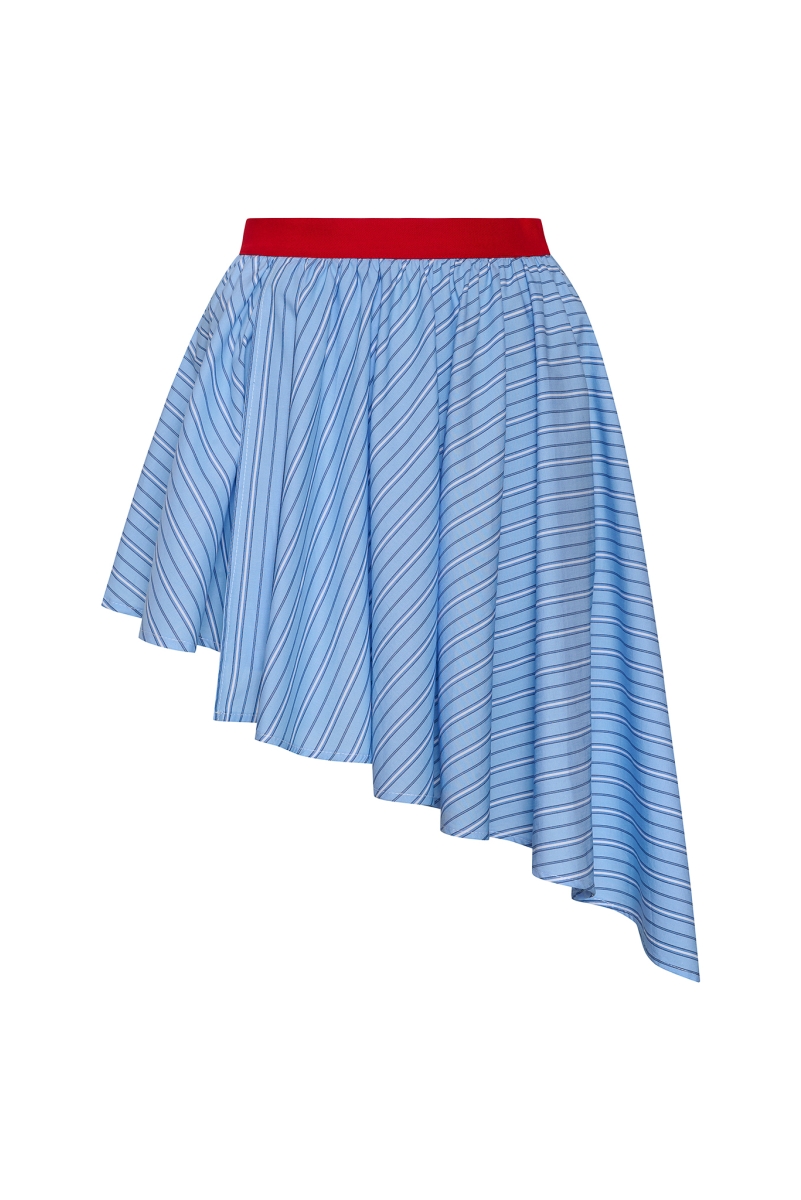 STRIPED ASYMMETRICAL CLOSS SKIRT