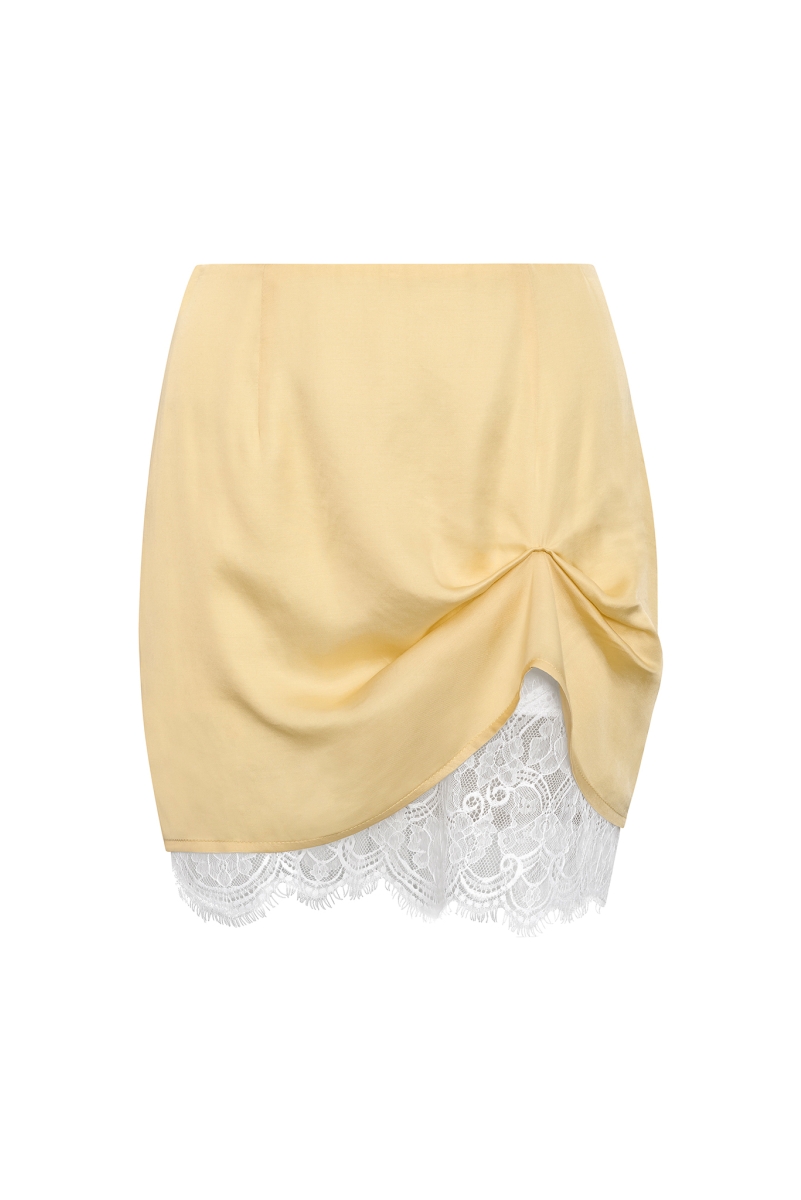 CELESTIAL YELLOW PINTUCK MINI SKIRT