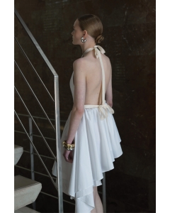 WHITE ASYMMETRICAL OPEN BACK DRESS
