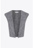 HOODED OPEN VEST IN WOOL