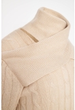 BEIGE CABLE-KNIT TURTLENECK SWEATER IN CASHMERE