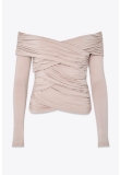 DRAPED BODYCON TOP IN BAMBOO BEIGE