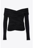 DRAPED BODYCON TOP IN BAMBOO BLACK