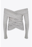 DRAPED BODYCON TOP IN BAMBOO GREY