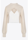 CROPPED TOP IN CONTRAST MATERIALS