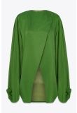OVERSIZED BLOUSE WITH OPEN FRONT IN FOREST GREEN