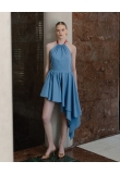 ASYMMETRICAL OPEN BACK CONTRAST DRESS