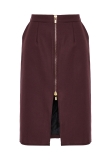 CHERRY LACQUER PENCIL ZIPPED SKIRT