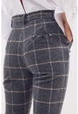 CHECKED HIGH WAISTED FLARE PANTS 