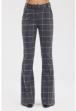 CHECKED HIGH WAISTED FLARE PANTS 