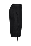 BLACK OPEN LEG BERMUDA SHORTS