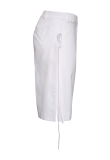 WHITE OPEN LEG BERMUDA SHORTS