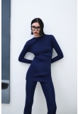 MIDNIGHT BLUE RUCHED LEGGINGS