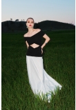 DRAPED DRESS WITH DROPPED SHOULDERS